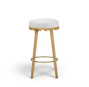Oodle Cream Performance Vegan Mohair Upholstered Bar Stool