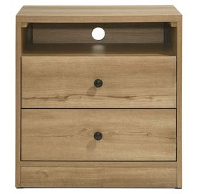 Vega Natural Oak Melamine 2 Drawer Nightstand