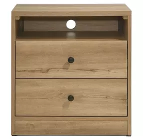 Vega Natural Oak Melamine 2 Drawer Nightstand