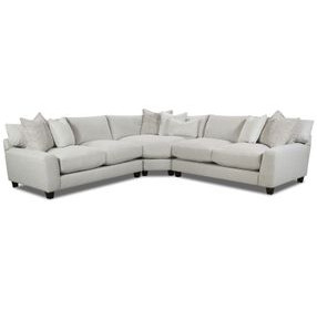 Hogan Cotton Off White Performance Fabric 3 Piece Modular Sectional with Pillows