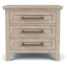 Bennett Frosted Gray 3 Drawer Nightstand with USB Charging
