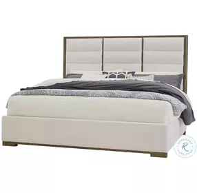 Ben And Erin Napier Aged Grey And White Upholstered King Low Profile Bed