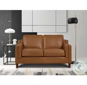 Isla Cognac Top Grain Leather Loveseat