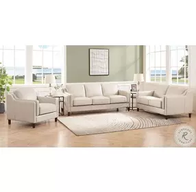 Isla Vanilla Leather Living Room Set