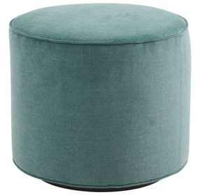 Waverly Silverado Green Upholstered Round Swivel Ottoman
