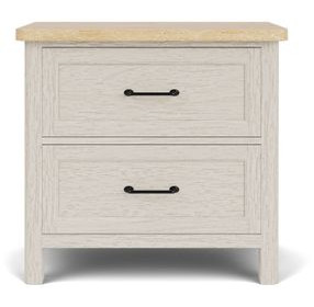 Glenndale Aged White and Wheat 2 Drawer Nightstand with USB Charging