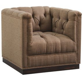 Freemont Silverado Dark Mocha Upholstered Swivel Chair with Nailhead Trim