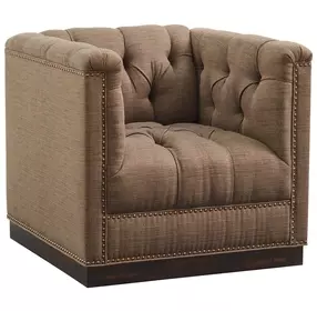 Freemont Silverado Dark Mocha Upholstered Swivel Chair with Nailhead Trim