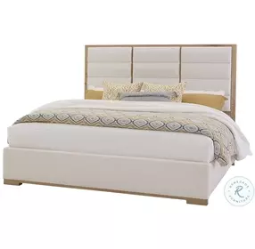 Ben And Erin Napier Bleached White And Oatmeal Upholstered King Low Profile Bed