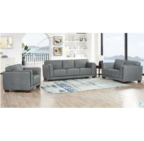 Preston Slate Leather Living Room Set