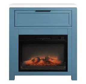 Fireside Consoles Indigo and White Sintered Stone Top Fireside Console with USB Charging