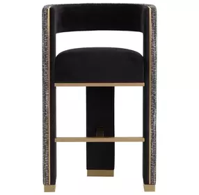 Adamina Abbington Black and Hobbes Night Upholstered Bar Stool