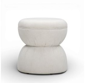 Tomlin Cream Performance Fabric Upholstered Round Ottoman