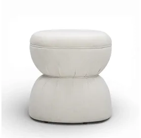 Tomlin Cream Performance Fabric Upholstered Round Ottoman