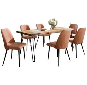 Nature's Edge Natural and Light Brown Upholstered 7 Piece Dining Set