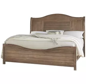 Cool Farmhouse Natural Worm King Sleigh Bed