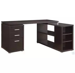 Yvette Cappuccino L-Shape Office Desk