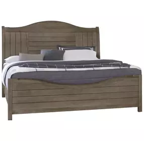 Cool Farmhouse Natural Gray King Sleigh Bed