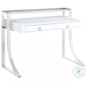Gemma White High Gloss And Chrome Writing Desk