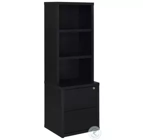 Westpark Black Bookcase with USB and Lockable Drawer