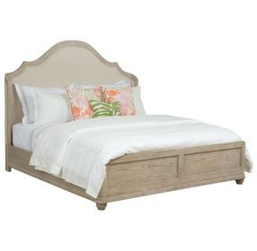 Haven Light Stain and Beige Upholstered Queen Shelter Bed