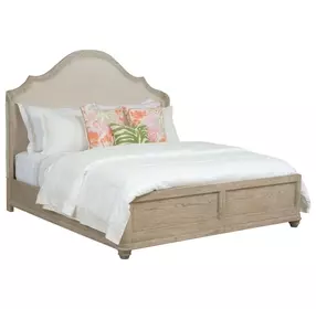 Haven Light Stain and Beige Upholstered California King Shelter Bed