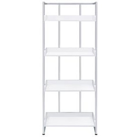 Ember White High Gloss And Chrome Bookcase