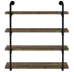 Elmcrest Black And Rustic Oak 40" Wall Shelf