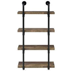 Elmcrest Black And Rustic Oak 24" Wall Shelf