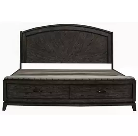 Avalon Coffee Bean King Storage Panel Bed with Nailhead Trim