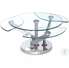 8081 Clear Glass And Polished Stainless Steel Cocktail Table