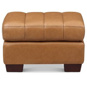 Baylor Cinnamon Brown Leather Upholstered Rectangular Ottoman