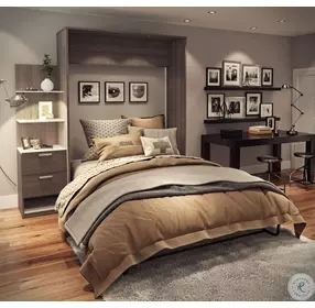 Cielo By Elite Bark Gray and White 85" Queen Wall Bed Kit