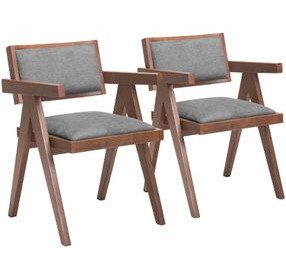 Delhi Gray And Walnut Dining Chair Set Of 2
