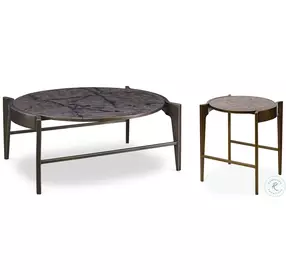 Flow Antiqued Brass Occasional Table Set