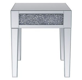 Noralie Silver and Gray Square Glass Top End Table