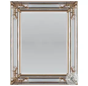Veccio Gold Floral Decor Rectangular Mirror
