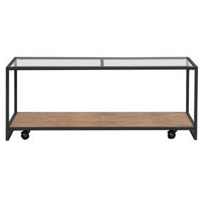 Norwood Weathered Oak and Black Rectangular Glass Top Cocktail Table