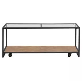 Bedford Weathered Oak and Black Rectangular Glass Top Cocktail Table