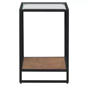 Bedford Weathered Oak and Black Rectangular Glass Top Chairside Table