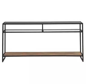 Bedford Weathered Oak and Gray Rectangular Glass Top Sofa Table