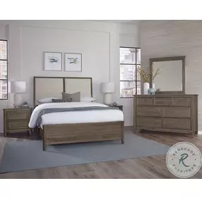 Woodbridge Dark Cashmere And Gray Upholstered Low Profile Bedroom Set