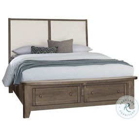 Woodbridge Dark Cashmere And White Queen Upholstered Storage Platform Bed