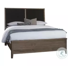 Woodbridge Dark Cashmere And Black Queen Upholstered Low Profile Bed