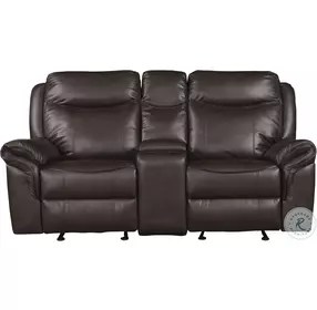 Aram Dark Brown 80" Double Glider Reclining Console Loveseat