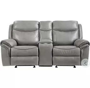 Aram Gray Glider Reclining Loveseat With Console