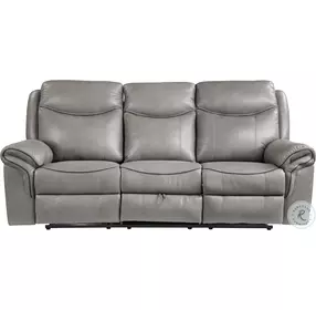 Aram Gray Glider 89" Reclining Sofa With Center Drop Down Cup Holders
