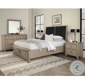 Woodbridge Shadow Gray And Black Upholstered Storage Platform Bedroom Set