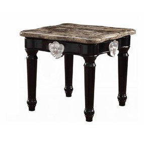 Ernestine Beige and Black Square Marble Top End Table