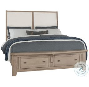Woodbridge Clear Maple And White Queen Upholstered Storage Platform Bed